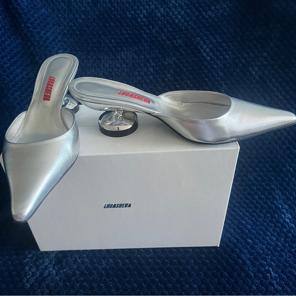 Selling never worn lucasheva shoes, silver size 8  shoes